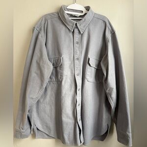 Woolrich Vintage Gray Utility Button‑Up Shacket Relaxed Fit 100% Cotton XL
